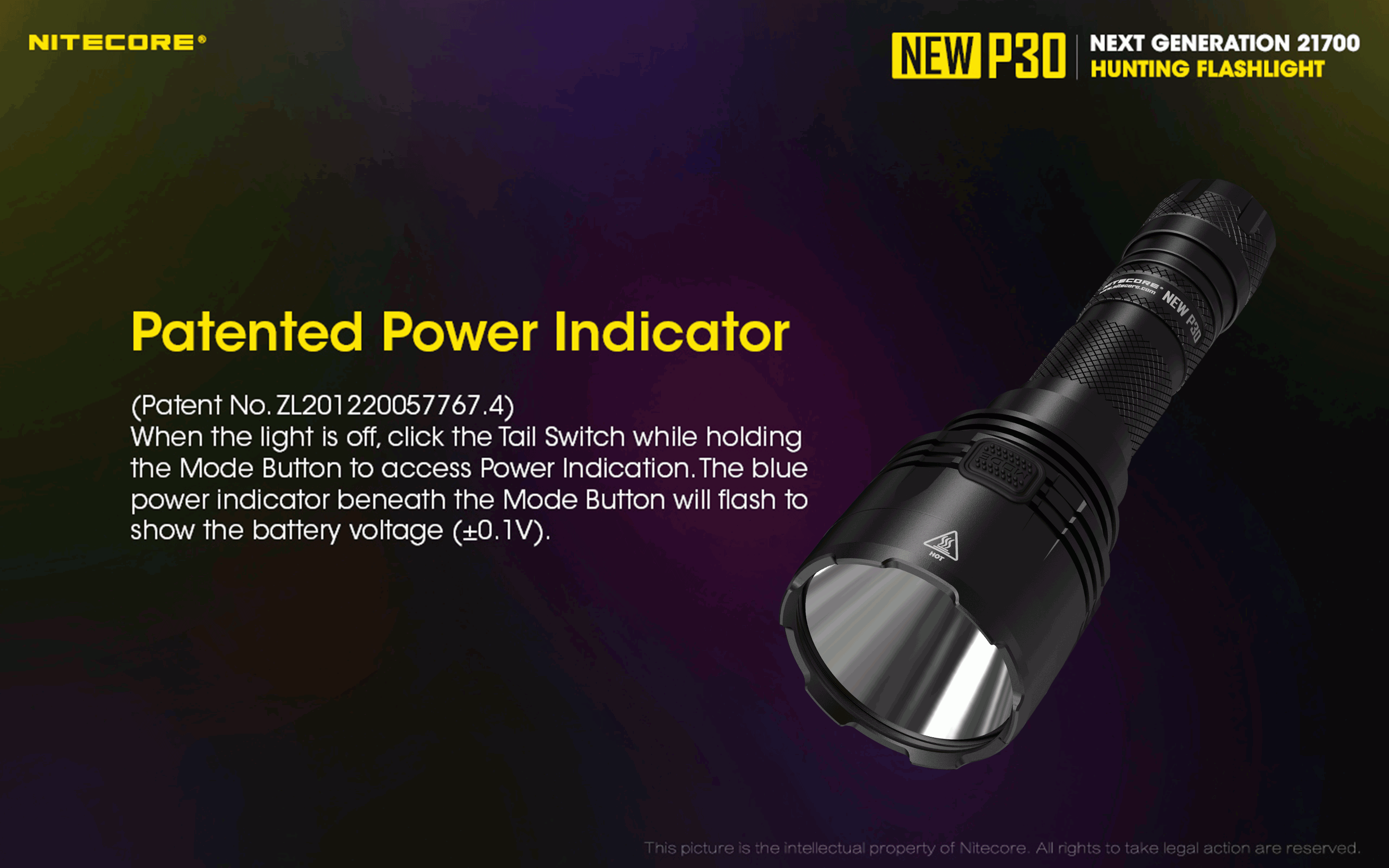 Nitecore P30 XP-L HI V3 1000 Lumen LED-ficklampa Hög prestanda 618 meters strålkastare för utomhus- och nödbruk