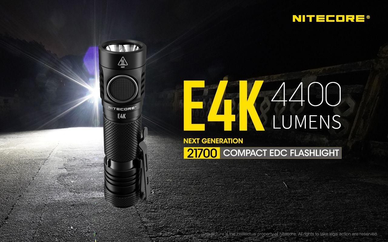 Nitecore E4K 4400 Lumen Kompakt EDC Ficklampa Bärbar och Hållbar med Avancerat Optiskt System