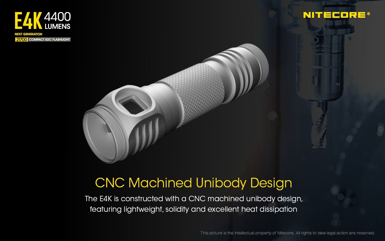 Nitecore E4K 4400 Lumen Kompakt EDC Ficklampa Bärbar och Hållbar med Avancerat Optiskt System