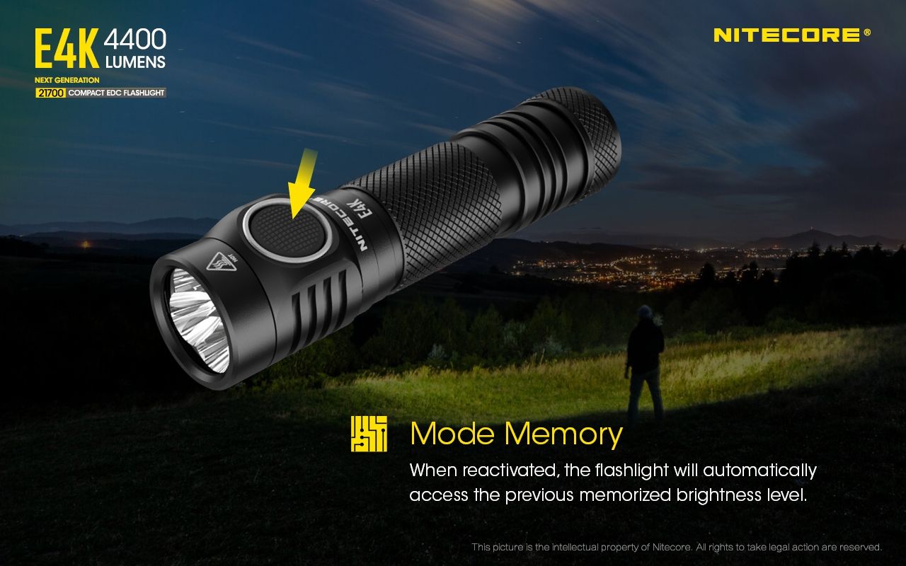 Nitecore E4K 4400 Lumen Kompakt EDC Ficklampa Bärbar och Hållbar med Avancerat Optiskt System
