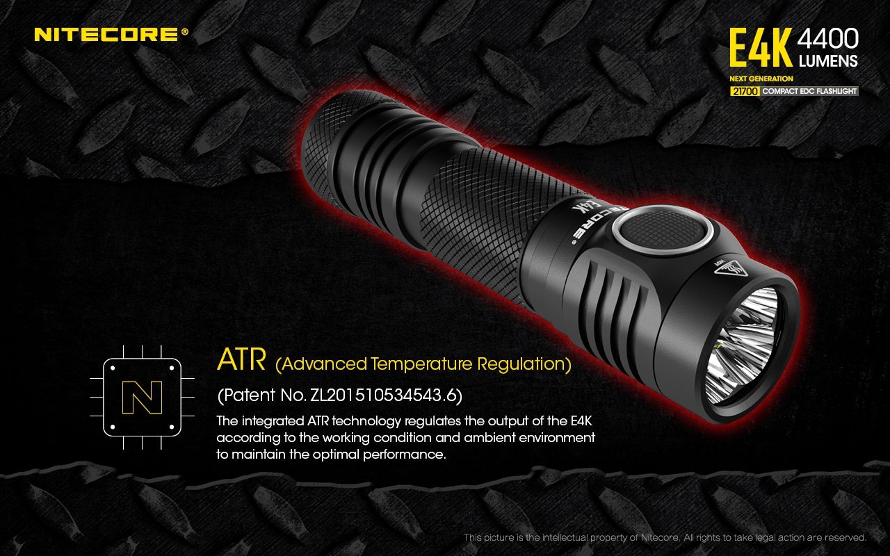Nitecore E4K 4400 Lumen Kompakt EDC Ficklampa Bärbar och Hållbar med Avancerat Optiskt System