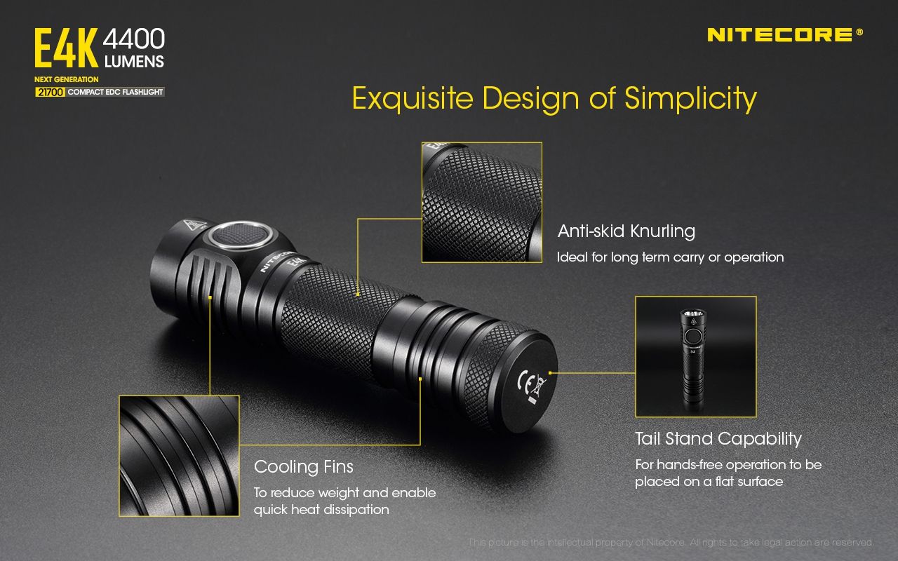 Nitecore E4K 4400 Lumen Kompakt EDC Ficklampa Bärbar och Hållbar med Avancerat Optiskt System