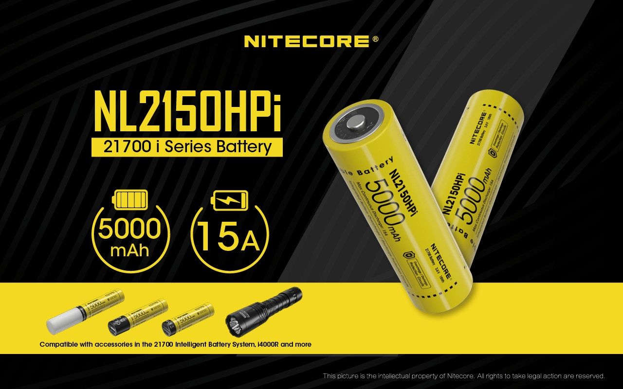 NITECORE NL2150HPi 5000mAh 21700 Li-ion-uppladdningsbart högpresterande batteri för ficklampa och vape