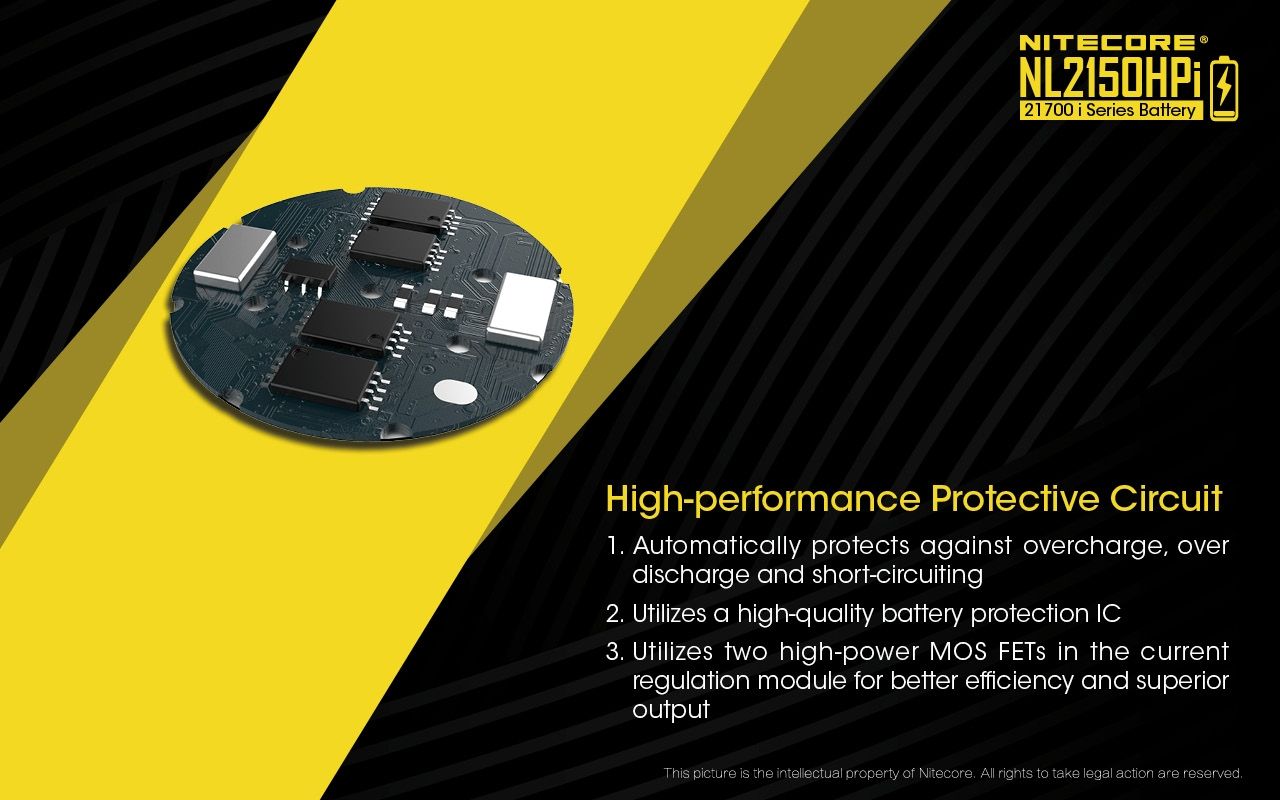 NITECORE NL2150HPi 5000mAh 21700 Li-ion-uppladdningsbart högpresterande batteri för ficklampa och vape