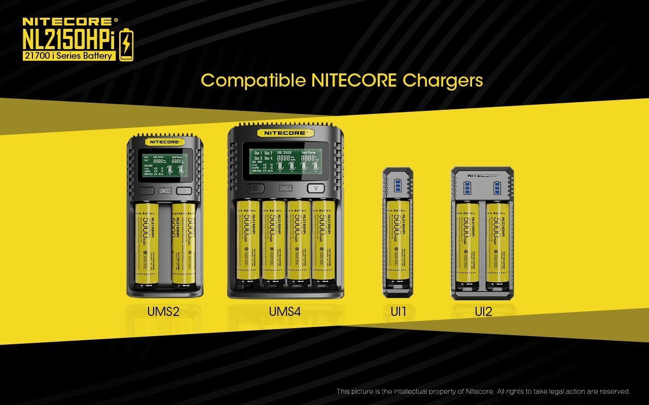 NITECORE NL2150HPi 5000mAh 21700 Li-ion-uppladdningsbart högpresterande batteri för ficklampa och vape