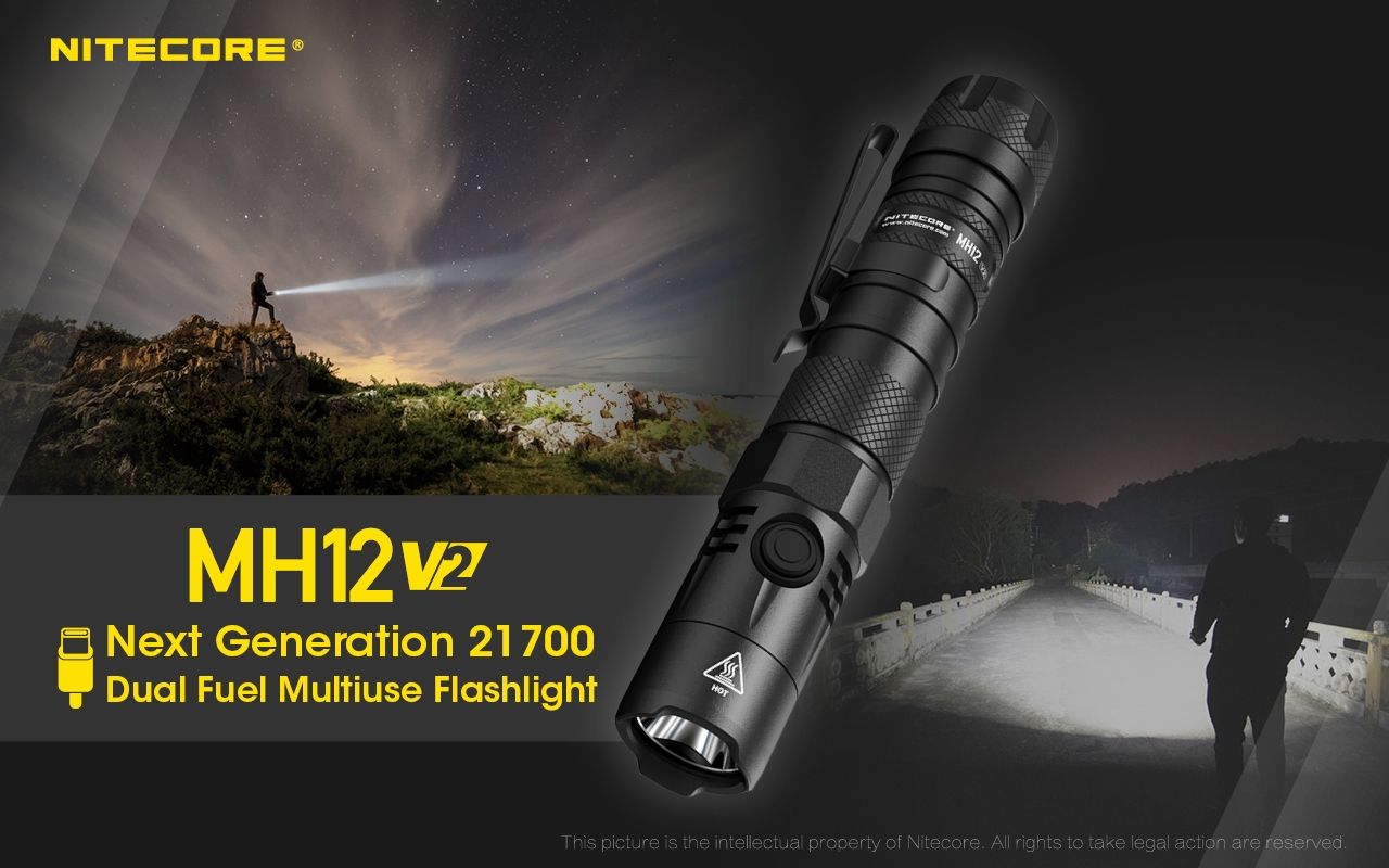 Nitecore MH12 V2 XP-L2 V6 LED-ficklampa 1200 lumen, portabel, stark utomhusbelysning, pålitlig belysning