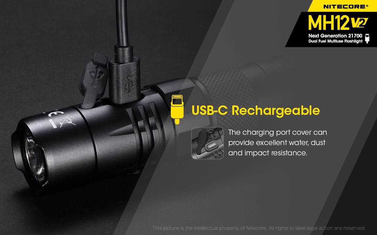 Nitecore MH12 V2 XP-L2 V6 LED-ficklampa 1200 lumen, portabel, stark utomhusbelysning, pålitlig belysning