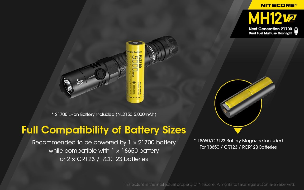 Nitecore MH12 V2 XP-L2 V6 LED-ficklampa 1200 lumen, portabel, stark utomhusbelysning, pålitlig belysning