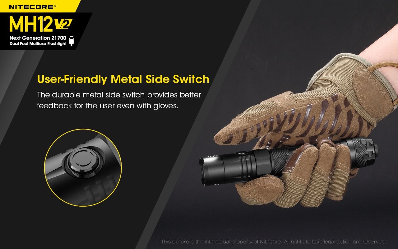 Nitecore MH12 V2 XP-L2 V6 LED-ficklampa 1200 lumen, portabel, stark utomhusbelysning, pålitlig belysning