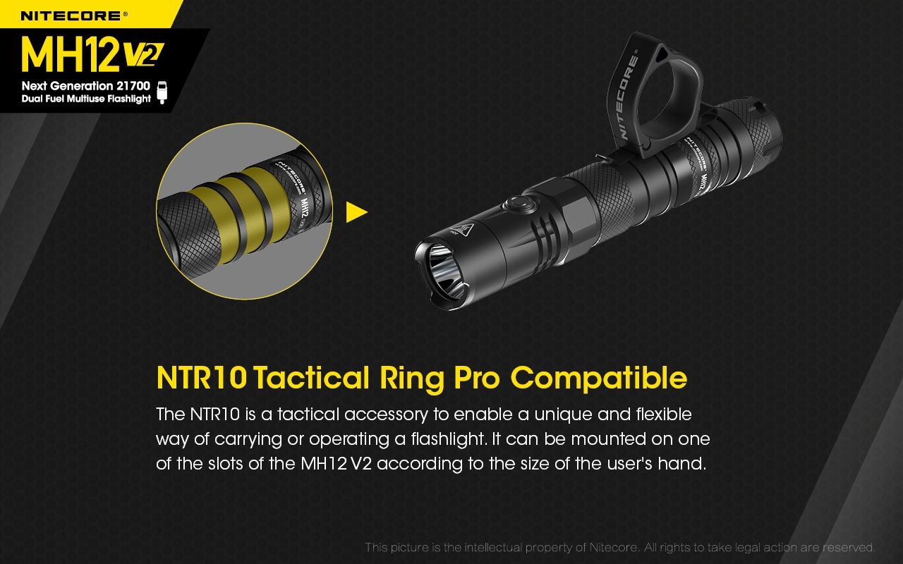 Nitecore MH12 V2 XP-L2 V6 LED-ficklampa 1200 lumen, portabel, stark utomhusbelysning, pålitlig belysning