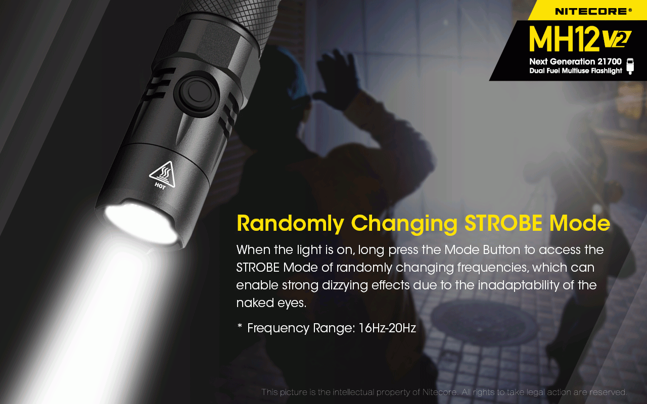 Nitecore MH12 V2 XP-L2 V6 LED-ficklampa 1200 lumen, portabel, stark utomhusbelysning, pålitlig belysning