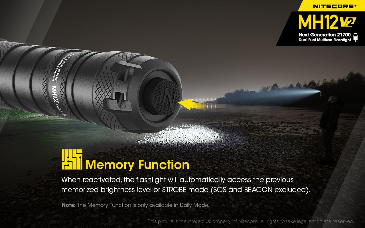 Nitecore MH12 V2 XP-L2 V6 LED-ficklampa 1200 lumen, portabel, stark utomhusbelysning, pålitlig belysning