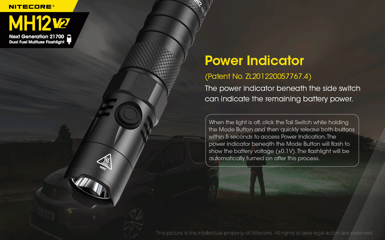 Nitecore MH12 V2 XP-L2 V6 LED-ficklampa 1200 lumen, portabel, stark utomhusbelysning, pålitlig belysning