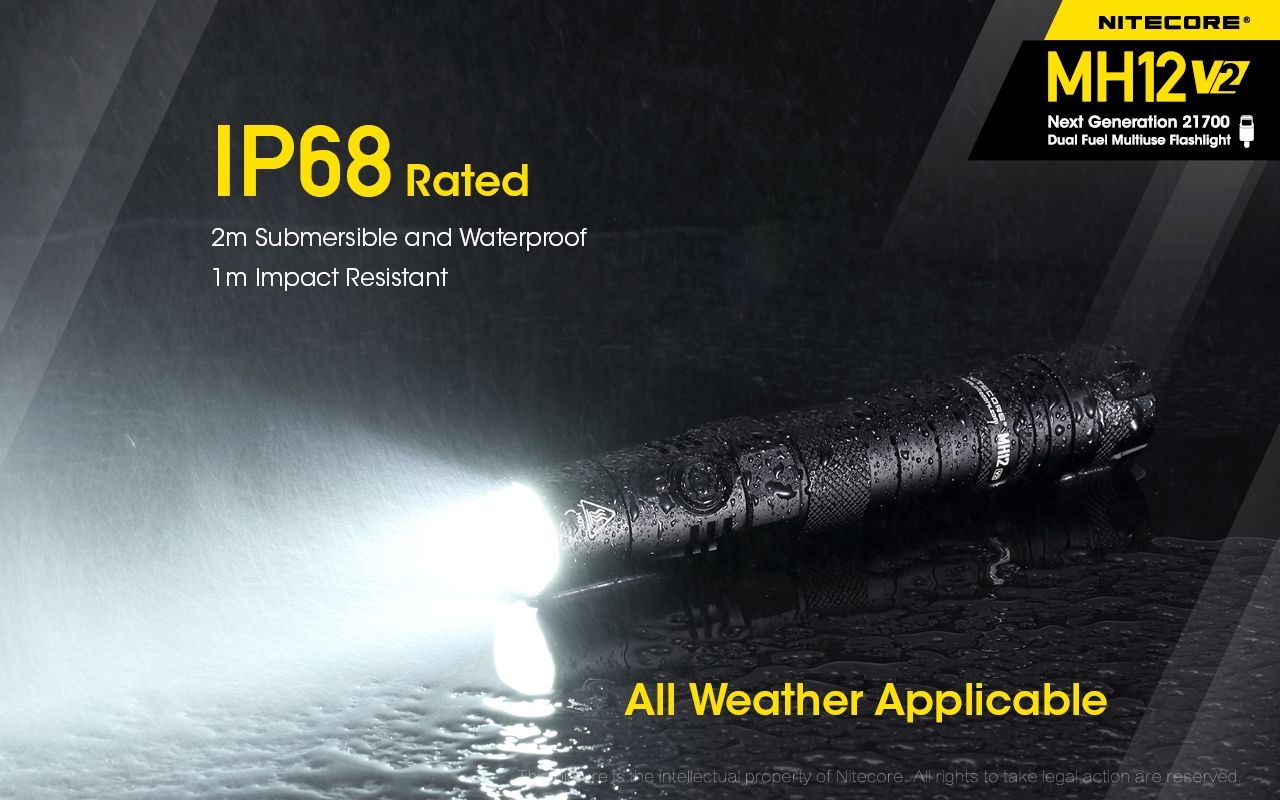 Nitecore MH12 V2 XP-L2 V6 LED-ficklampa 1200 lumen, portabel, stark utomhusbelysning, pålitlig belysning