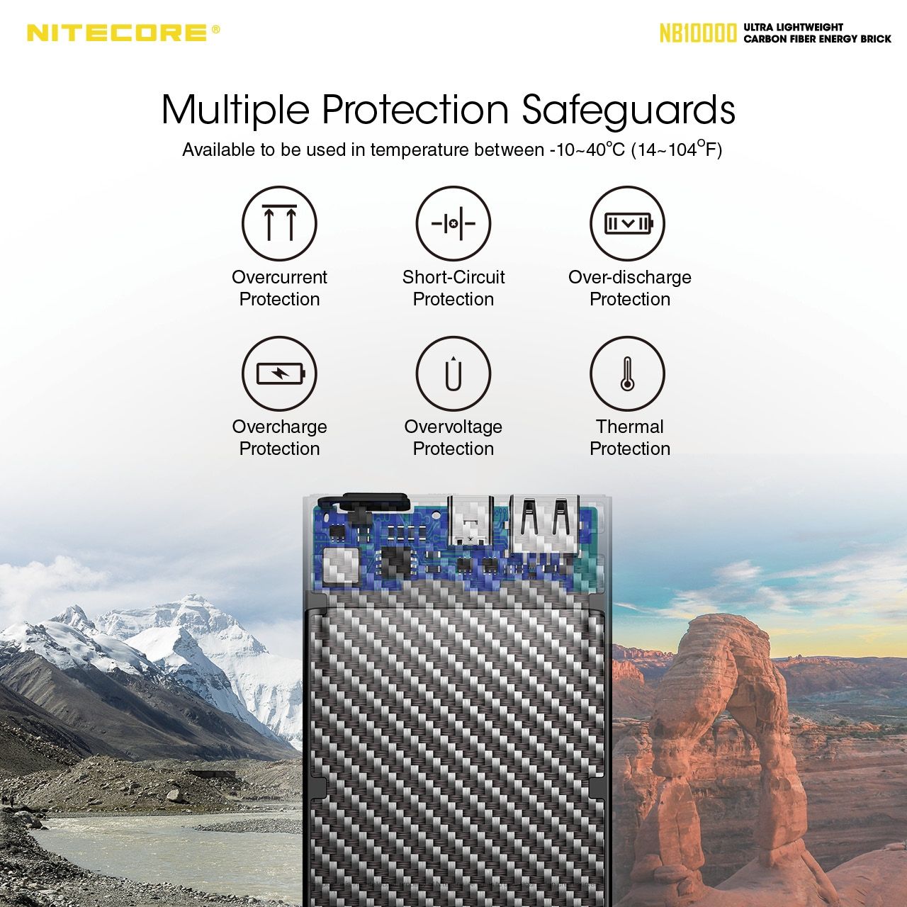 NITECORE NB10000 lättvikt powerbank 10000mAh snabbladdning USB USB-C för iPhone 11 Samsung S10 reseaccessoar