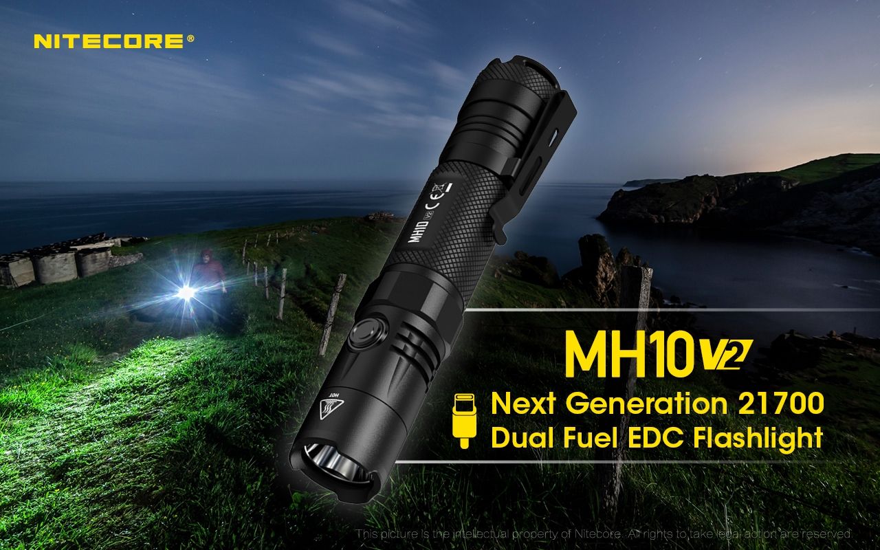 NITECORE MH10 V2 Kompakt 1200 lumen LED-ficklampa med USB-C-laddning, hållbar äventyrsutrustning, hög prestanda
