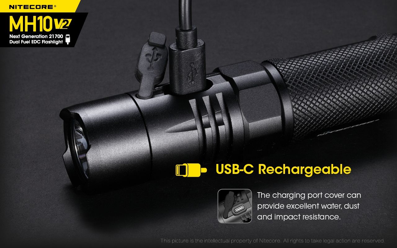 NITECORE MH10 V2 Kompakt 1200 lumen LED-ficklampa med USB-C-laddning, hållbar äventyrsutrustning, hög prestanda