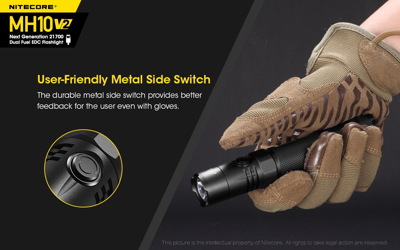 NITECORE MH10 V2 Kompakt 1200 lumen LED-ficklampa med USB-C-laddning, hållbar äventyrsutrustning, hög prestanda