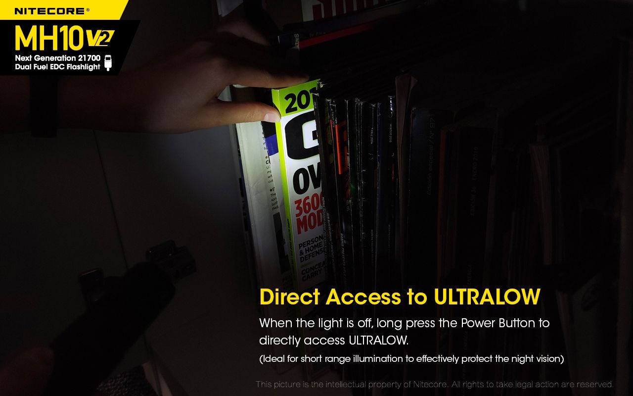 NITECORE MH10 V2 Kompakt 1200 lumen LED-ficklampa med USB-C-laddning, hållbar äventyrsutrustning, hög prestanda