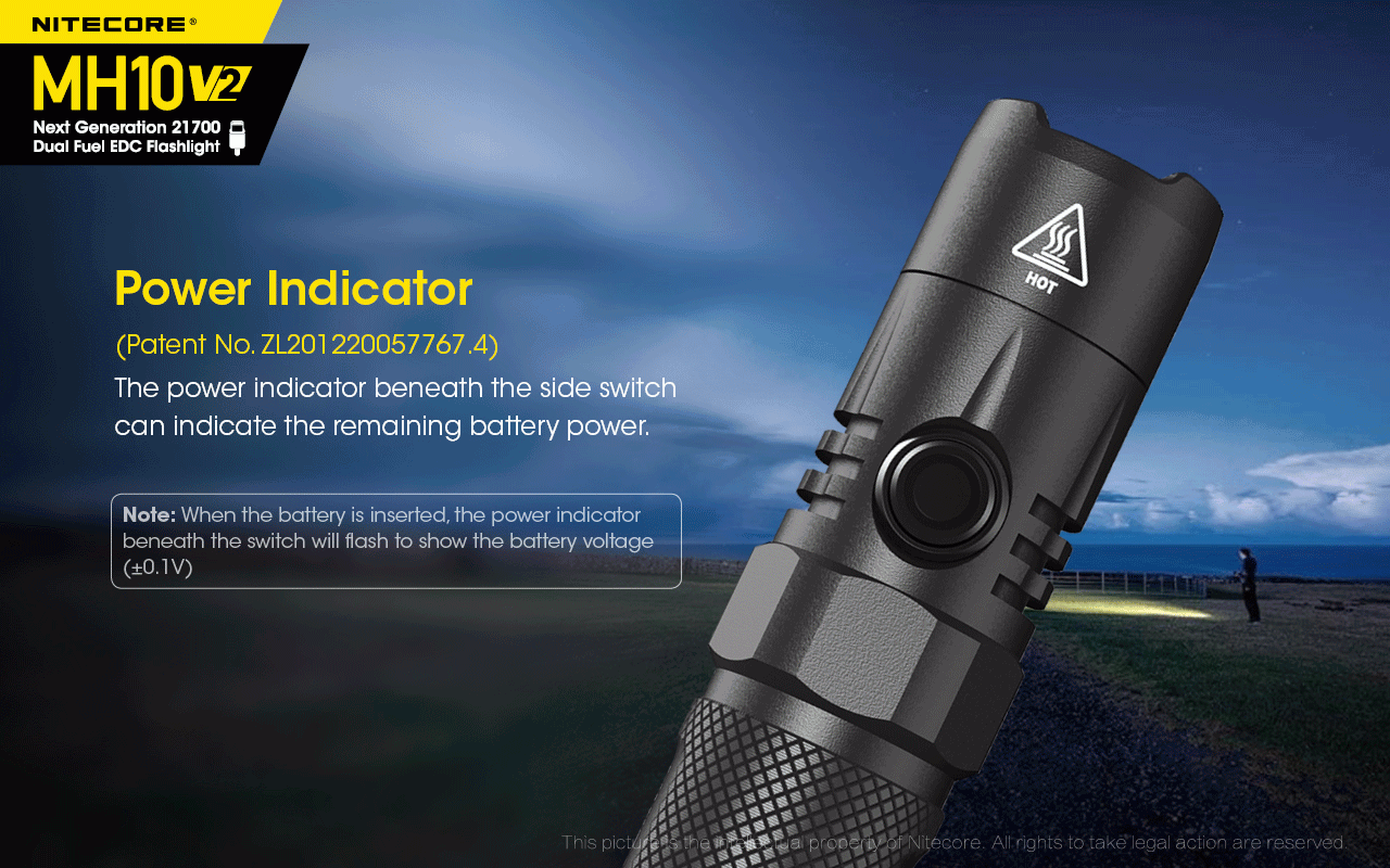 NITECORE MH10 V2 Kompakt 1200 lumen LED-ficklampa med USB-C-laddning, hållbar äventyrsutrustning, hög prestanda