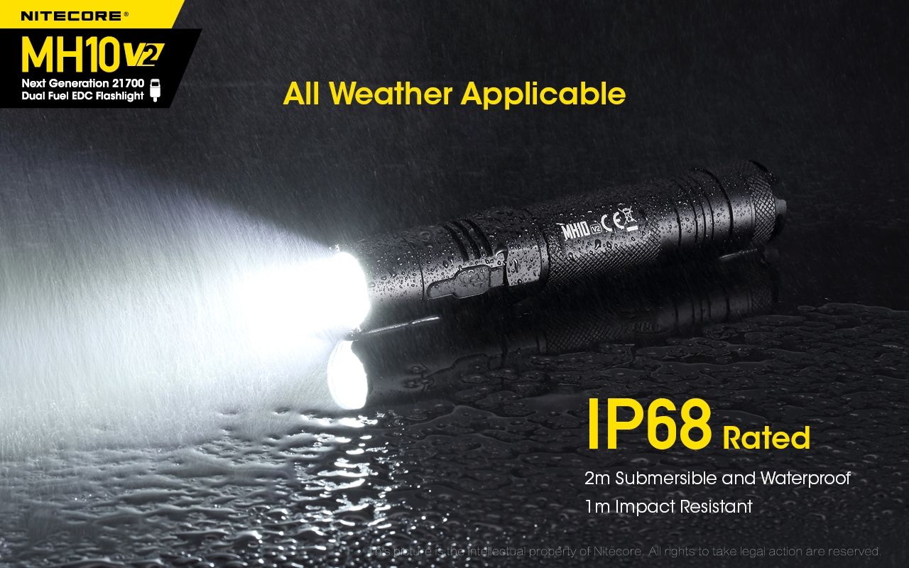 NITECORE MH10 V2 Kompakt 1200 lumen LED-ficklampa med USB-C-laddning, hållbar äventyrsutrustning, hög prestanda