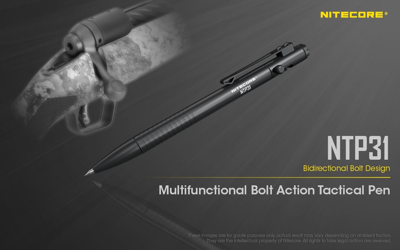 NITECORE NTP31 Ergonomisk bultaktions taktisk penna – hållbar aluminiumlegering, multifunktionell glaskrossare