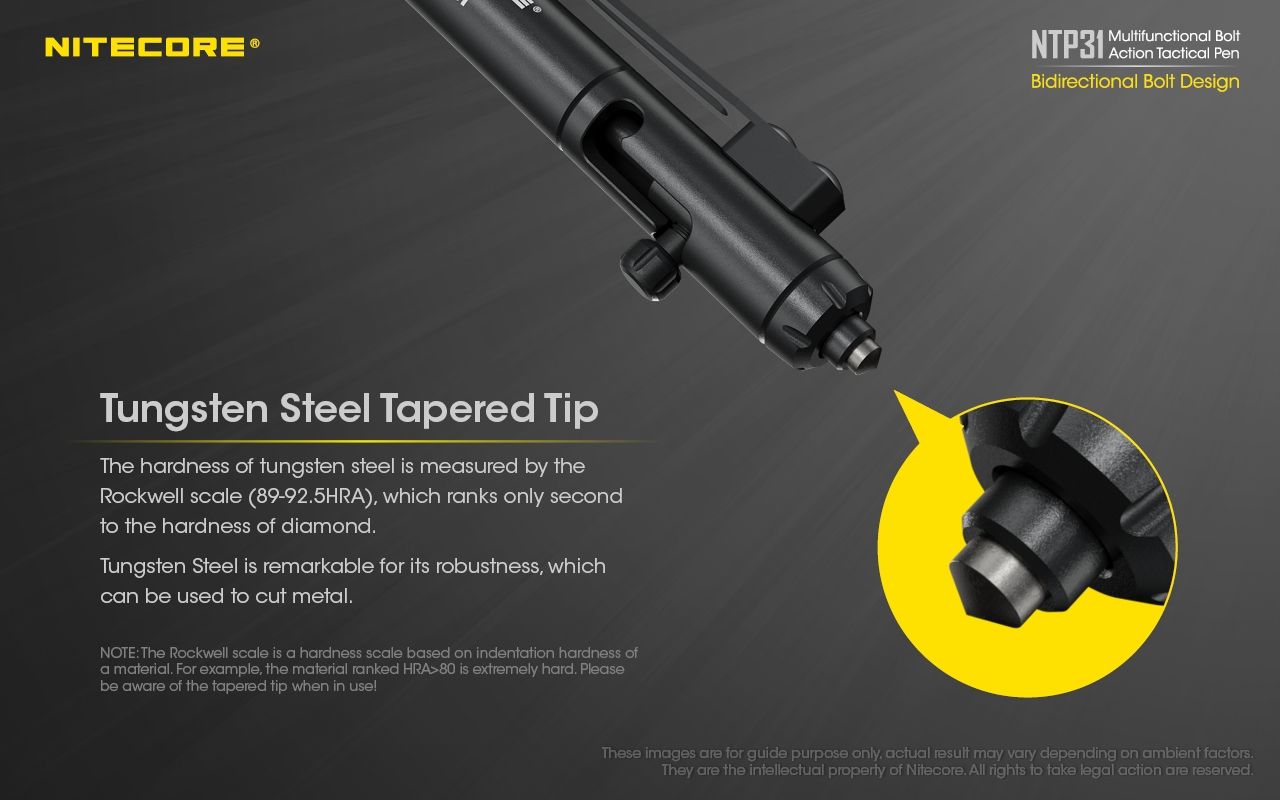 NITECORE NTP31 Ergonomisk bultaktions taktisk penna – hållbar aluminiumlegering, multifunktionell glaskrossare