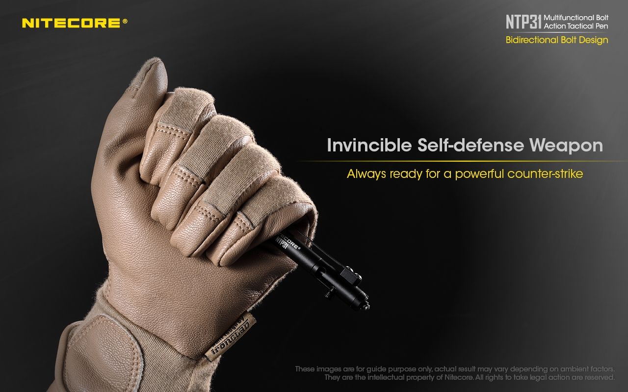 NITECORE NTP31 Ergonomisk bultaktions taktisk penna – hållbar aluminiumlegering, multifunktionell glaskrossare