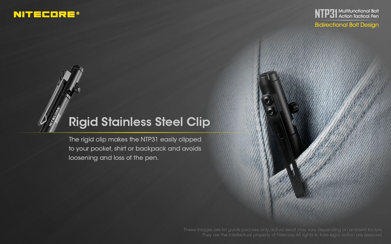 NITECORE NTP31 Ergonomisk bultaktions taktisk penna – hållbar aluminiumlegering, multifunktionell glaskrossare