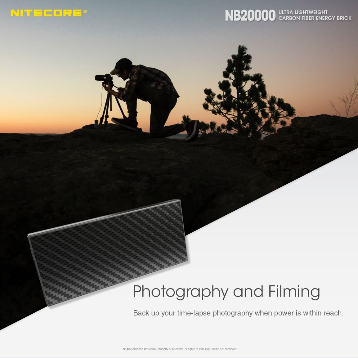 Nitecore NB20000 robust powerbank 20000mAh med QC snabbladdning USB USB-C lättviktig mobil kraftlösning