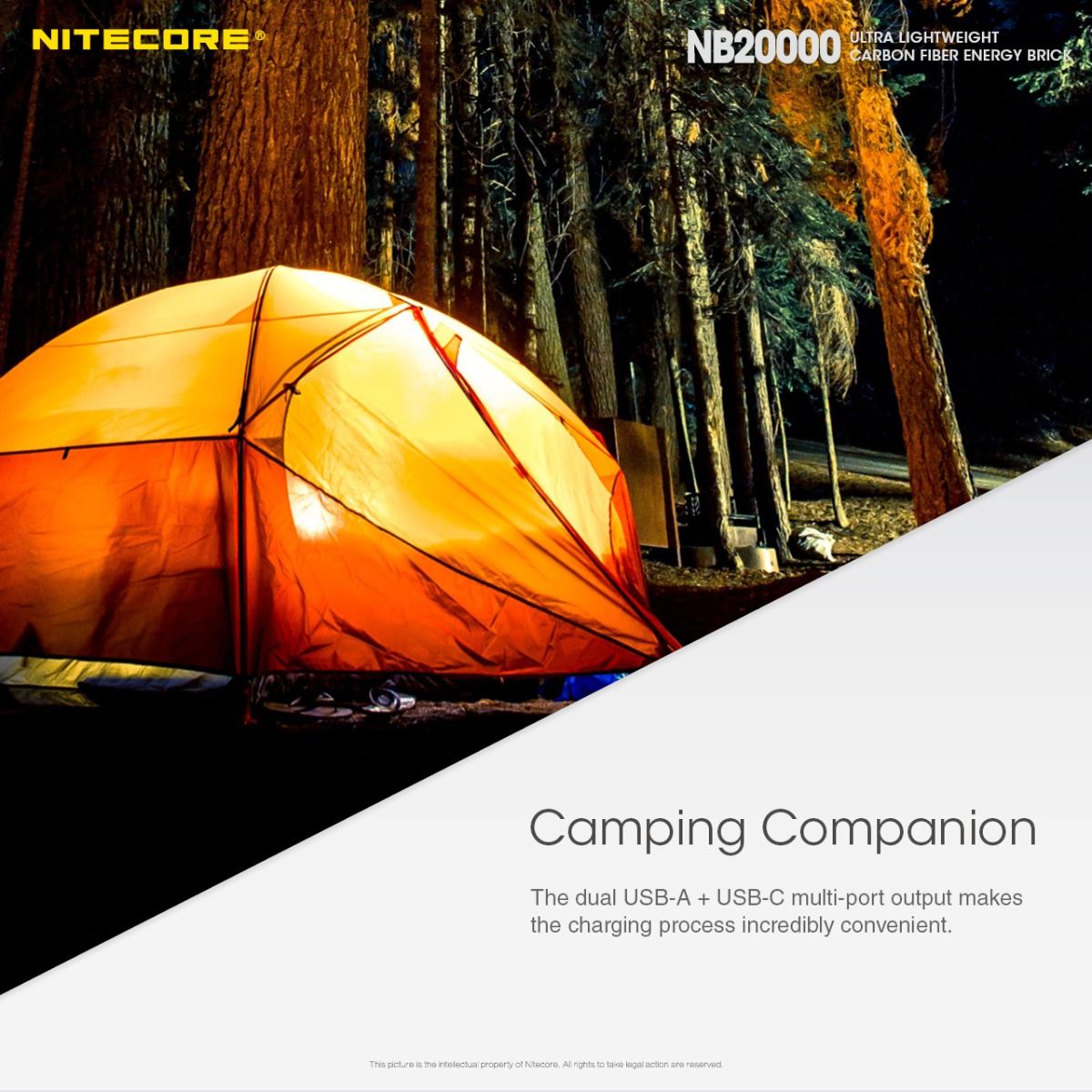 Nitecore NB20000 robust powerbank 20000mAh med QC snabbladdning USB USB-C lättviktig mobil kraftlösning