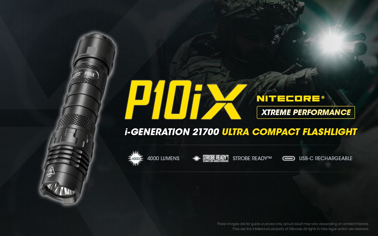 Nitecore P10iX 4000 lumen kraftfull taktisk ficklampa med 4 x XP-L2 V6 LED, 158 meters räckvidd, lång drifttid och hög hållbarhet