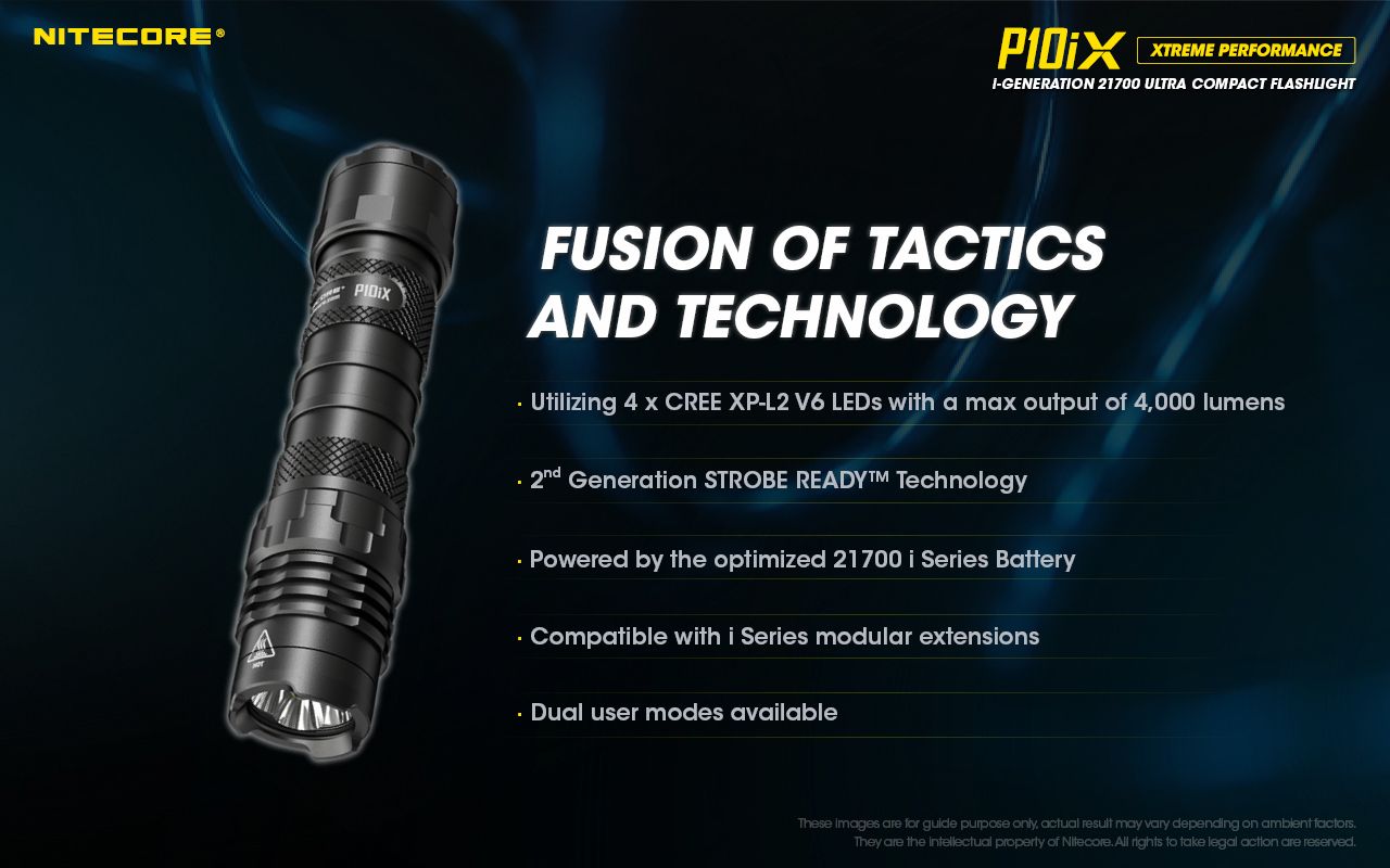 Nitecore P10iX 4000 lumen kraftfull taktisk ficklampa med 4 x XP-L2 V6 LED, 158 meters räckvidd, lång drifttid och hög hållbarhet