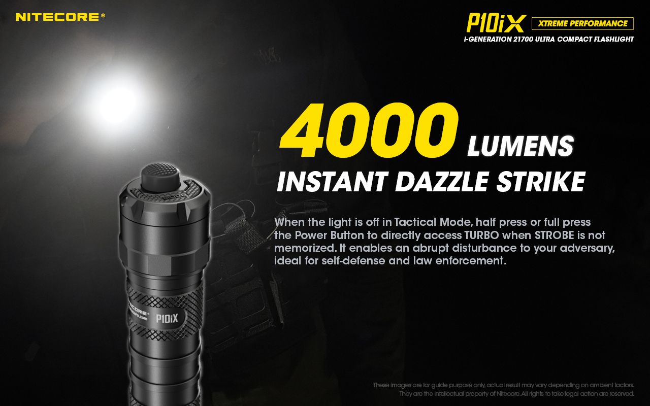Nitecore P10iX 4000 lumen kraftfull taktisk ficklampa med 4 x XP-L2 V6 LED, 158 meters räckvidd, lång drifttid och hög hållbarhet