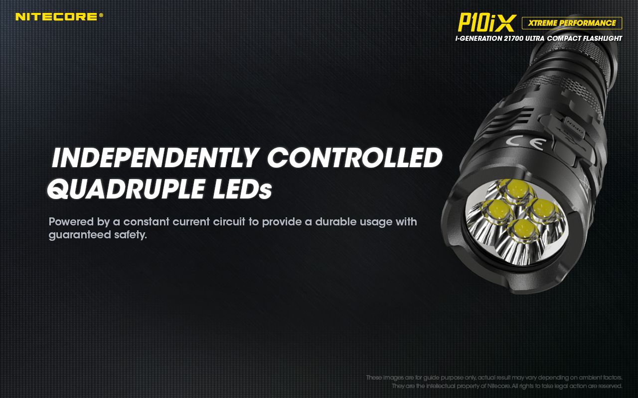 Nitecore P10iX 4000 lumen kraftfull taktisk ficklampa med 4 x XP-L2 V6 LED, 158 meters räckvidd, lång drifttid och hög hållbarhet