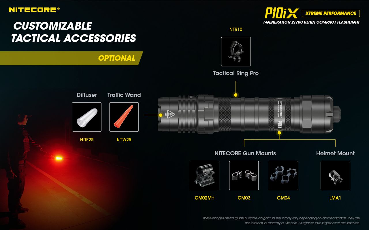 Nitecore P10iX 4000 lumen kraftfull taktisk ficklampa med 4 x XP-L2 V6 LED, 158 meters räckvidd, lång drifttid och hög hållbarhet