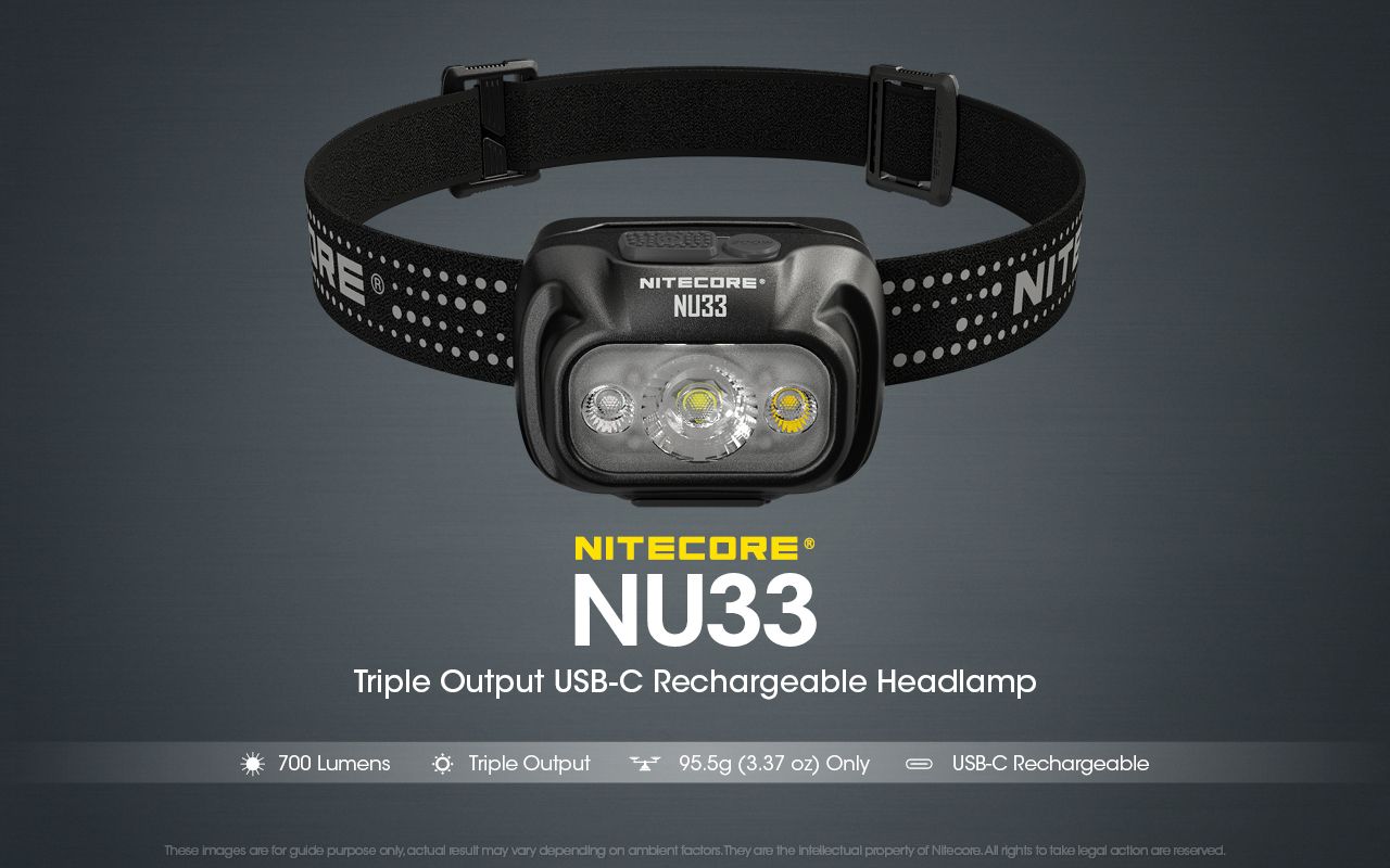 Nitecore NU33 USB-C laddningsbar pannlampa 700LM Ljus Lätt Vattentät för Camping Vandra DIY-projekt