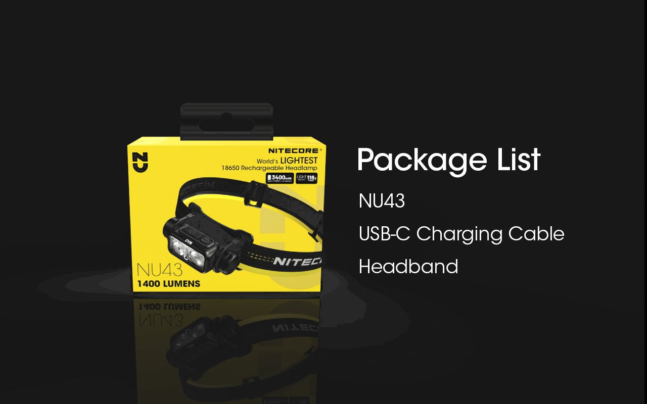 NITECORE NU43 Laddningsbar pannlampa 1400 lumen Rött och vitt ljus Lång batteritid Utrustning för friluftsliv och camping