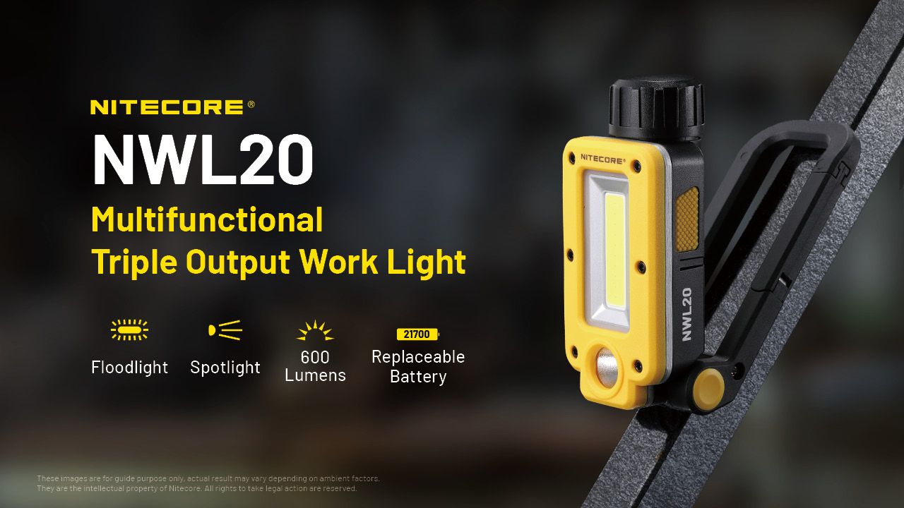NITECORE NWL20 Bärbar strålkastare 600 lumen Mångsidig belysning med trippelutgång för utomhus- och nödanvändning