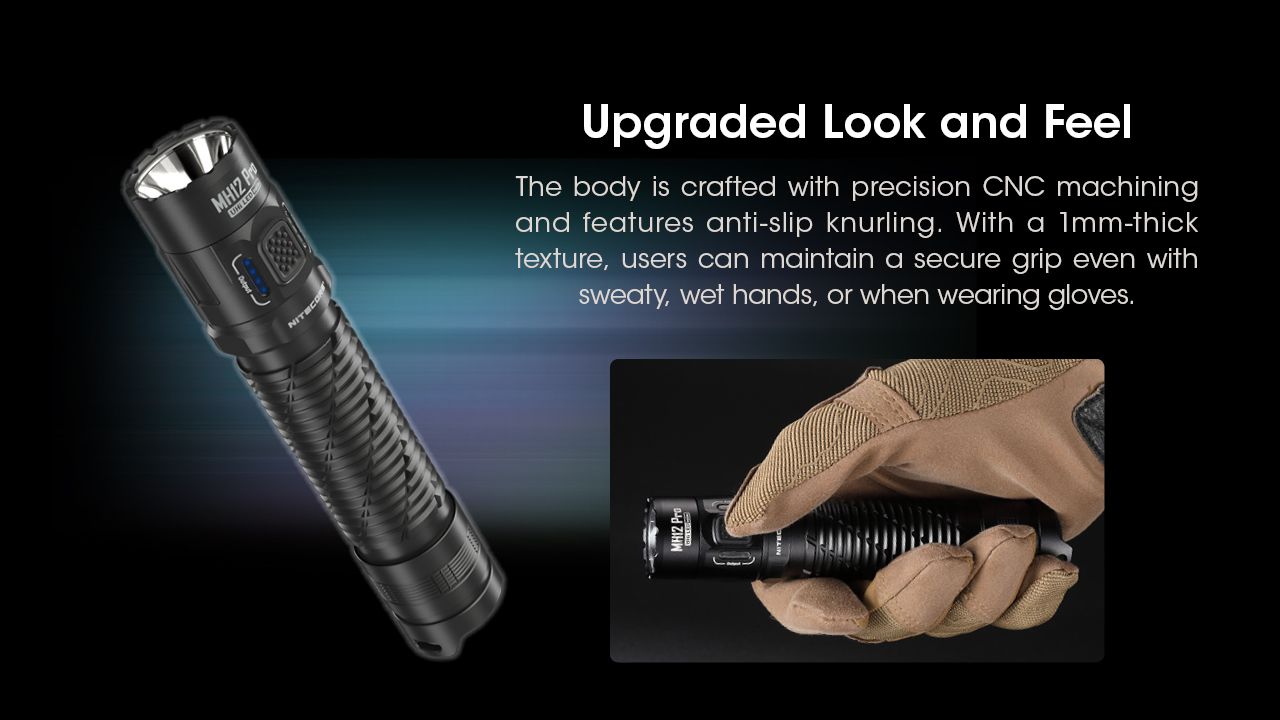Nitecore MH12 Pro USB-C Laddningsbar Ficklampa 3300 Lumen Högintensiv Stråle för Nattvandringar och Äventyr