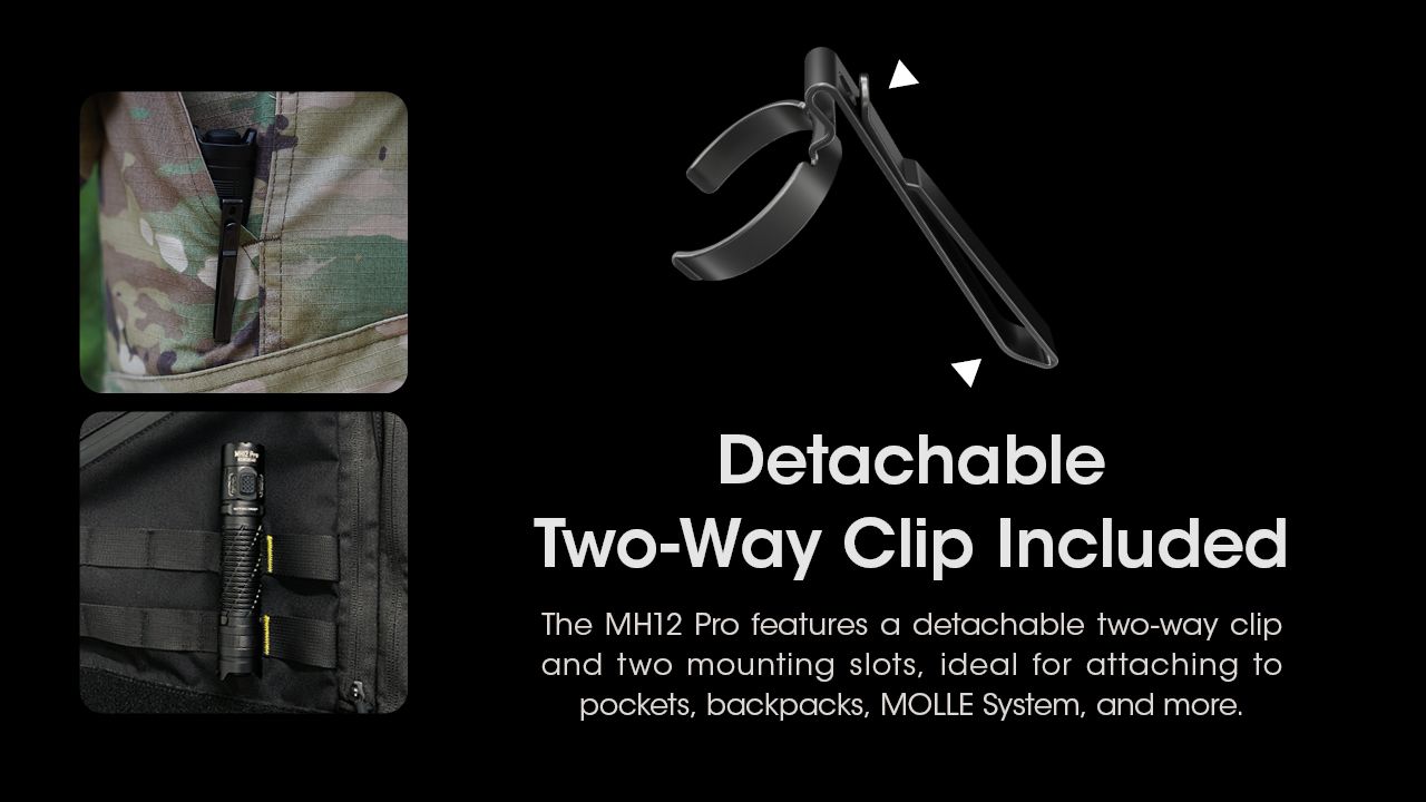 Nitecore MH12 Pro USB-C Laddningsbar Ficklampa 3300 Lumen Högintensiv Stråle för Nattvandringar och Äventyr
