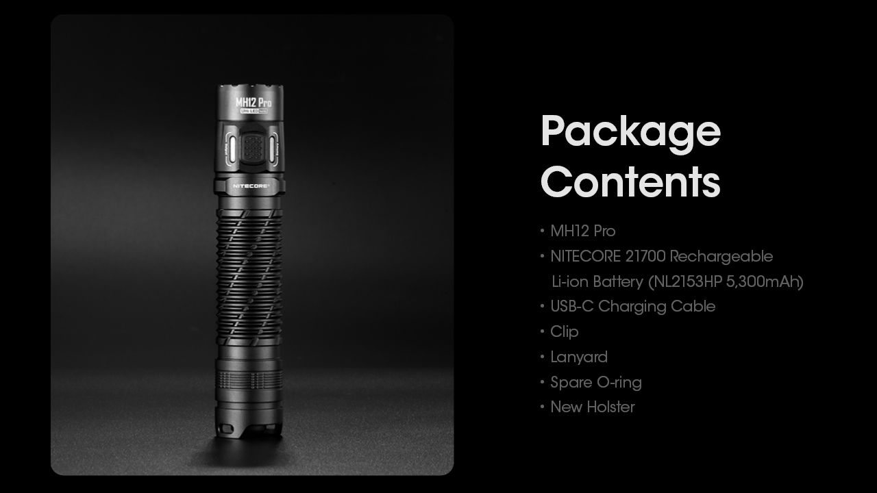 Nitecore MH12 Pro USB-C Laddningsbar Ficklampa 3300 Lumen Högintensiv Stråle för Nattvandringar och Äventyr