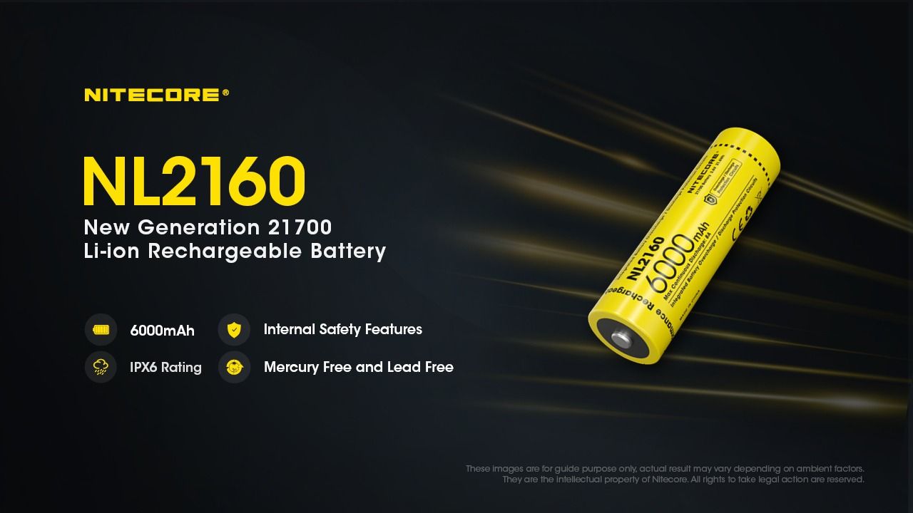 NITECORE NL2160 6000mAh 21700 Li-ion laddningsbart batteri