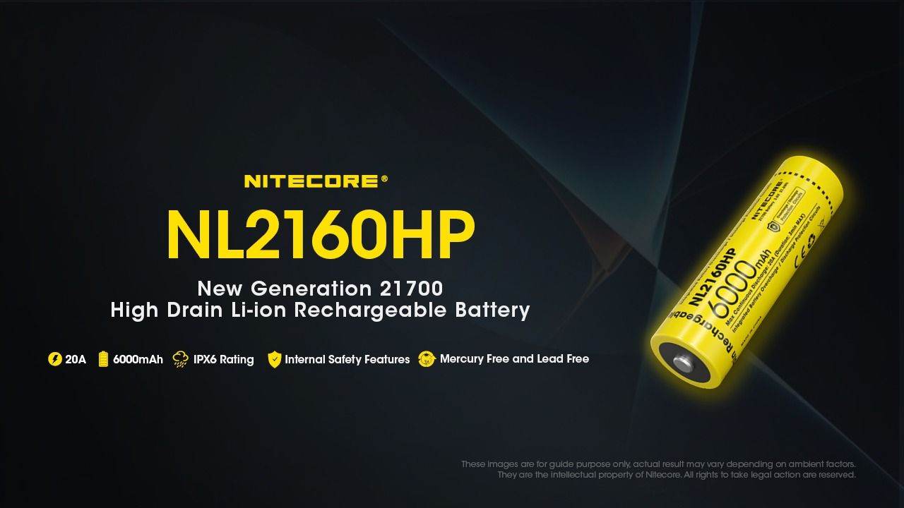 NITECORE NL2160HP 6000mAh 3.6V 21700 USB-C Li-jon Uppladdningsbart Batteri Hög Kapacitet Bärbar Strömkälla