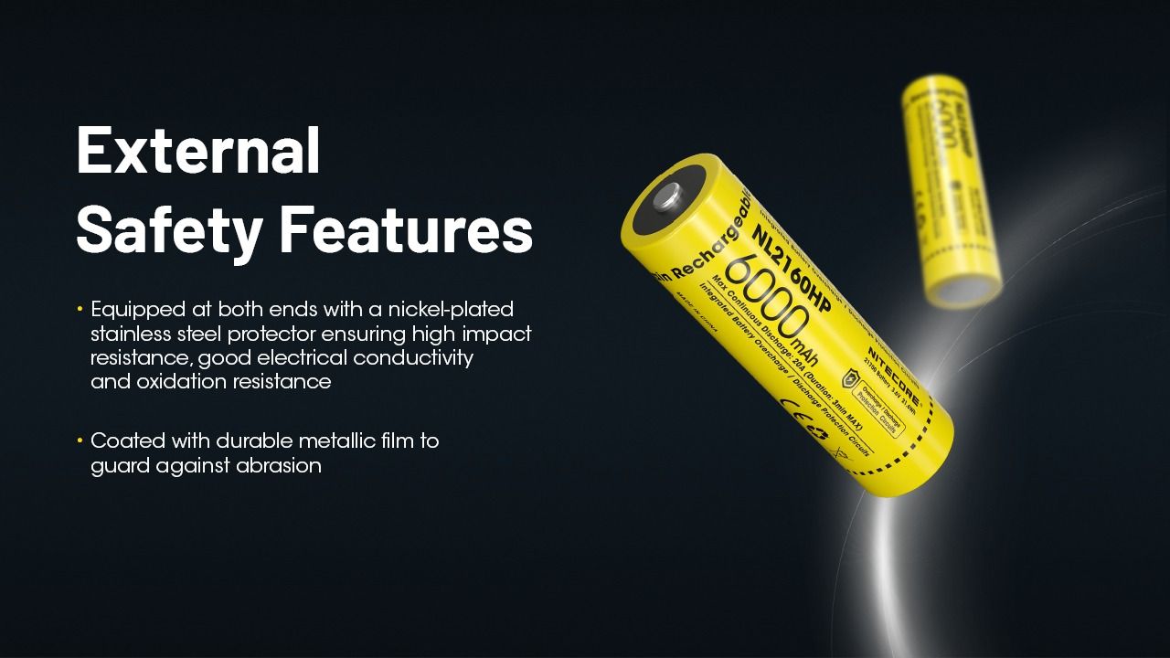 NITECORE NL2160HP 6000mAh 3.6V 21700 USB-C Li-jon Uppladdningsbart Batteri Hög Kapacitet Bärbar Strömkälla