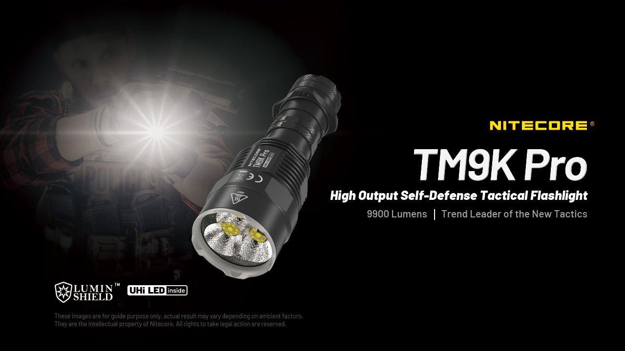 Nitecore TM9K PRO 9900 Lumen Hållbar uppladdningsbar ficklampa med USB-C och 510 m räckvidd för utomhusäventyr
