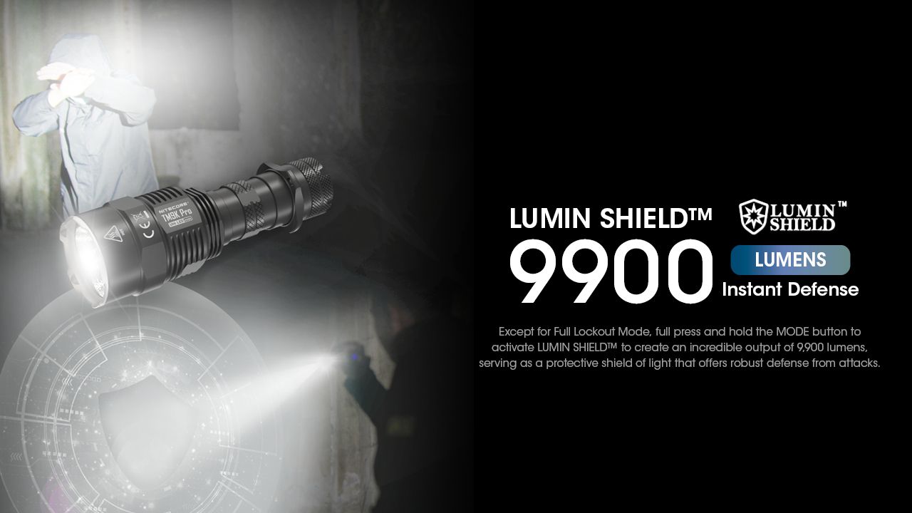 Nitecore TM9K PRO 9900 Lumen Hållbar uppladdningsbar ficklampa med USB-C och 510 m räckvidd för utomhusäventyr