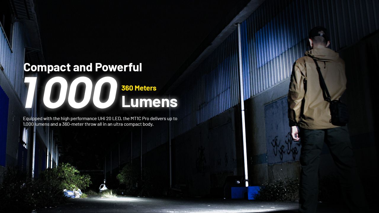 Nitecore MT1C Pro EDC-ficklampa 1000 lumen Kompakt hållbar vandrings- och nödficklampa 360 m räckvidd