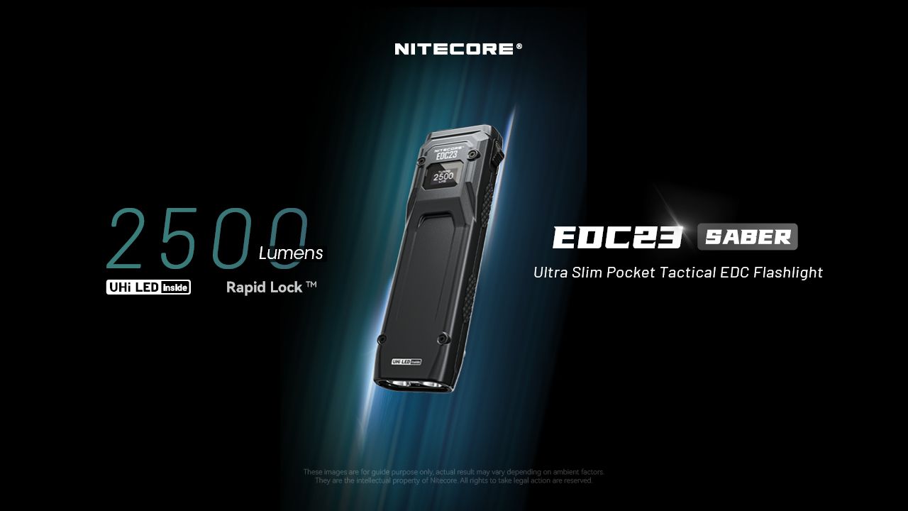 NITECORE EDC23 UHi LED-ficklampa 2500 lumen USB-C uppladdningsbar kompakt hållbar utomhus vardagsbärning