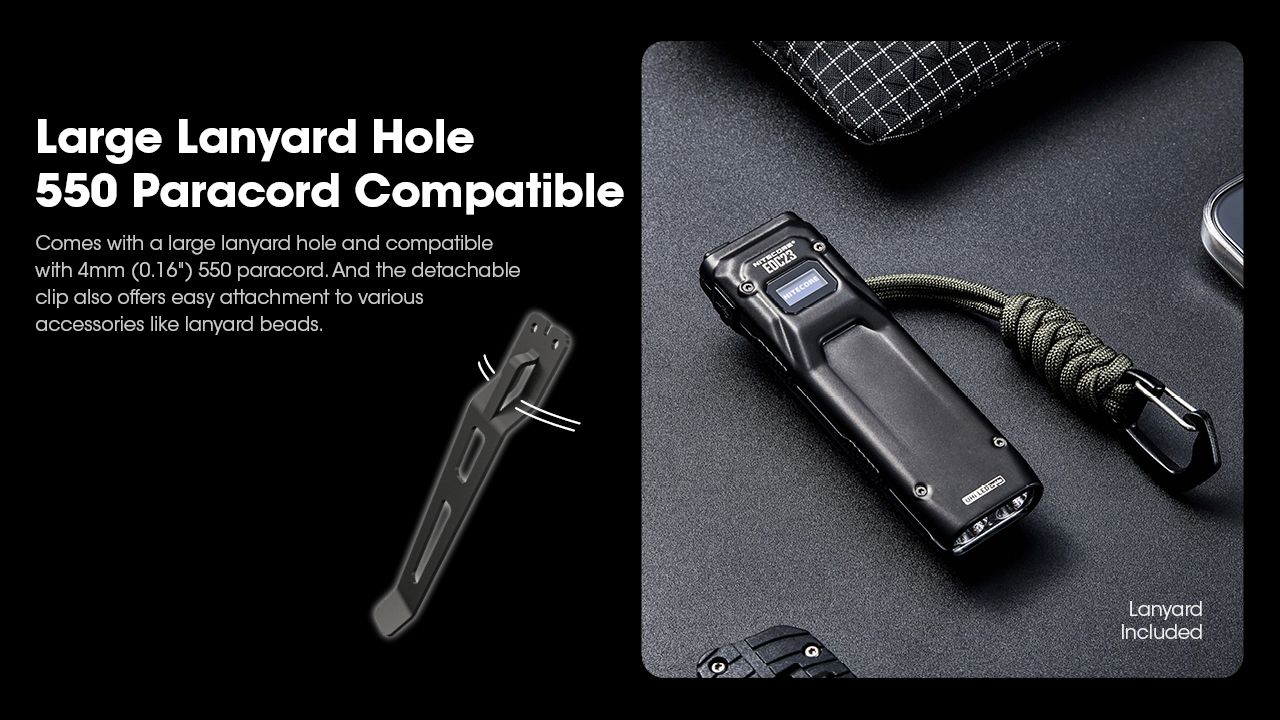 NITECORE EDC23 UHi LED-ficklampa 2500 lumen USB-C uppladdningsbar kompakt hållbar utomhus vardagsbärning